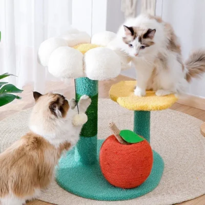 Cat Tower Cat Climbing Tree Sisal Cactus Cats Scratch Board Flowers Scratcher for Cats Claw Grinding Sofa Protector Pet Products