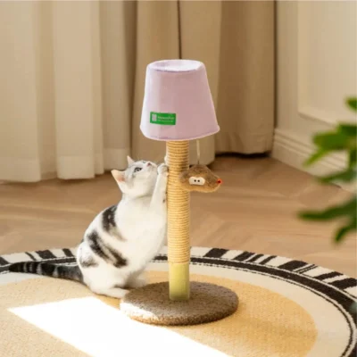 MewooFun Pets Lamp Cat Scratching Post with Joys Toys Cat Tree for Indoor Cats Nature Sisal Cat Scratcher for Kitten & Adult Cat