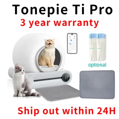 Tonepie cat litter box self cleaning Automatic Litter Box with App Control Pet Toilet Tray Electric Proof Splash Sandbox