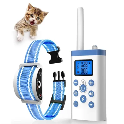 PaiPaitek Cat Training Collar,Cat Shock Collar with Remote ,Cat Stop Meowing Collar, Remote Control/Automatic Anti-Meow for Cats